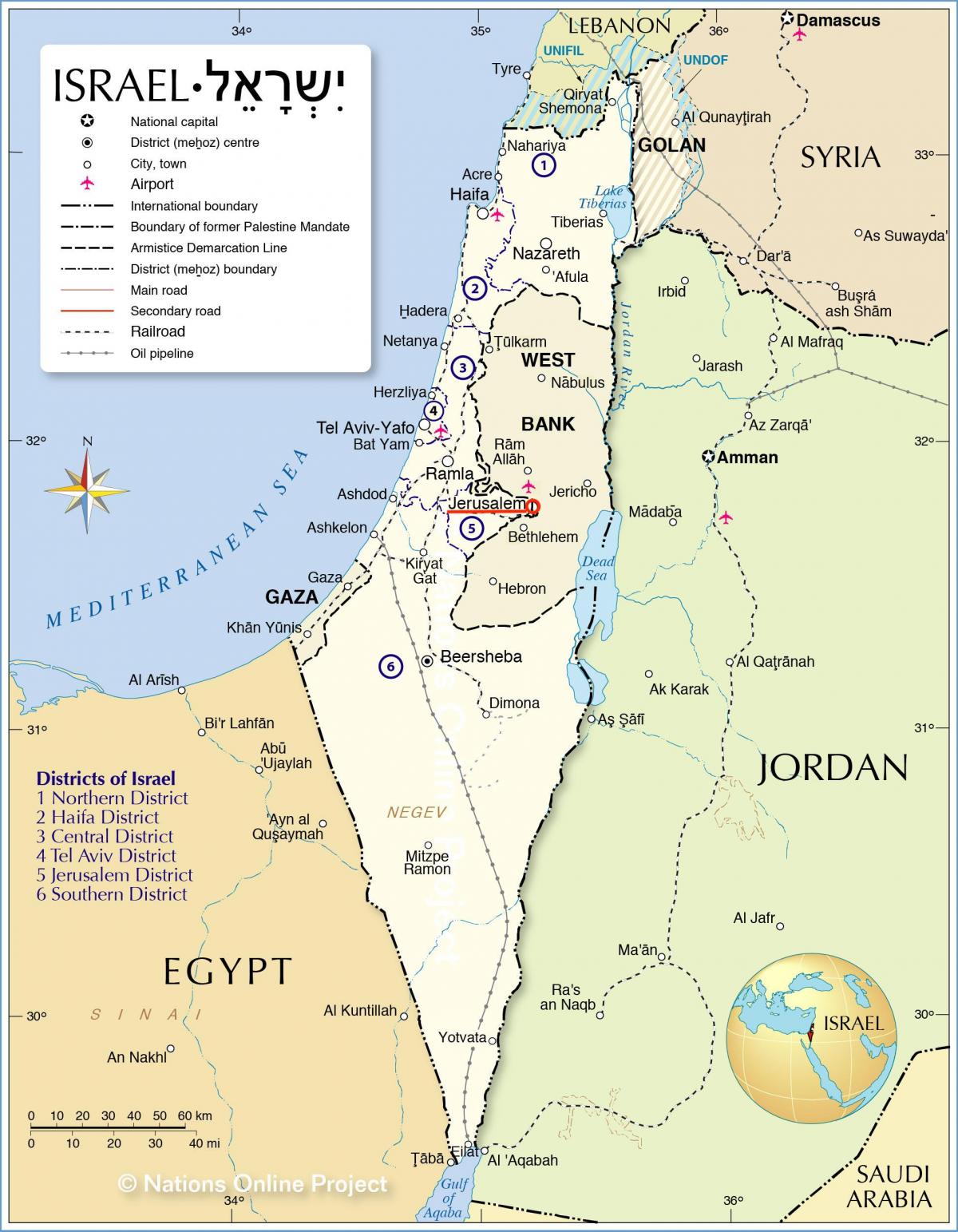 Gerusalemme sulla mappa di Israele