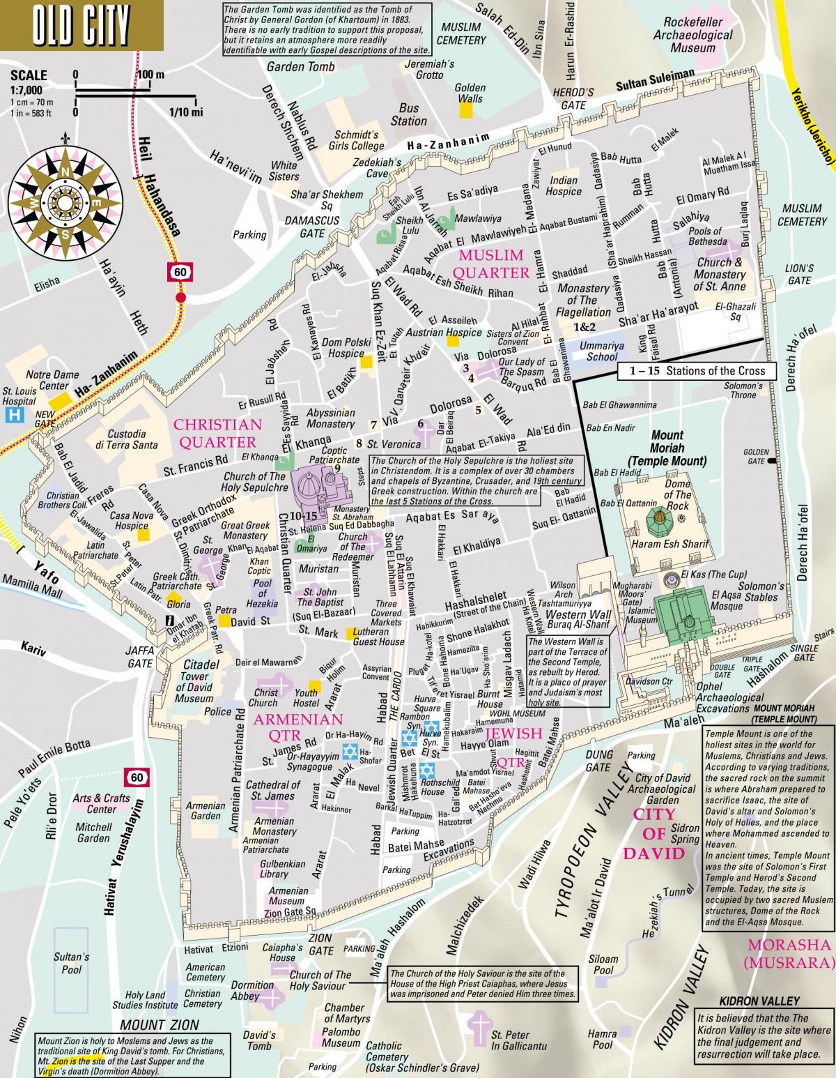 Mappa del centro di Gerusalemme