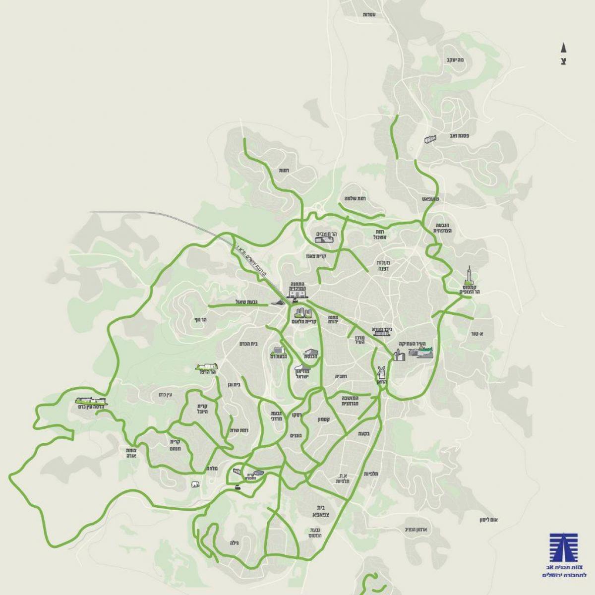 Mappa della pista ciclabile di Gerusalemme