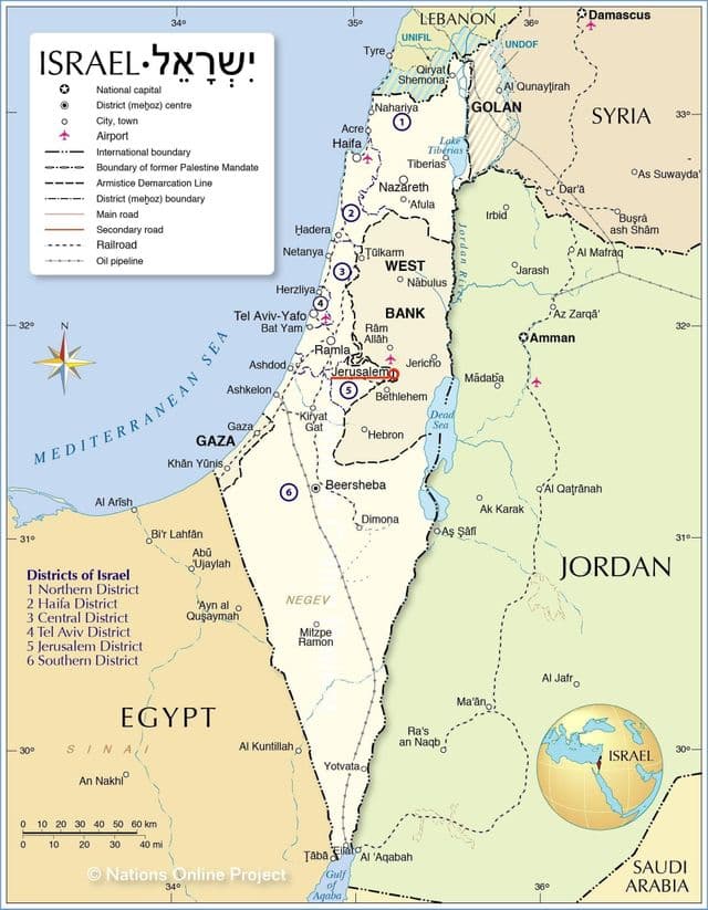 Gerusalemme sulla mappa di Israele