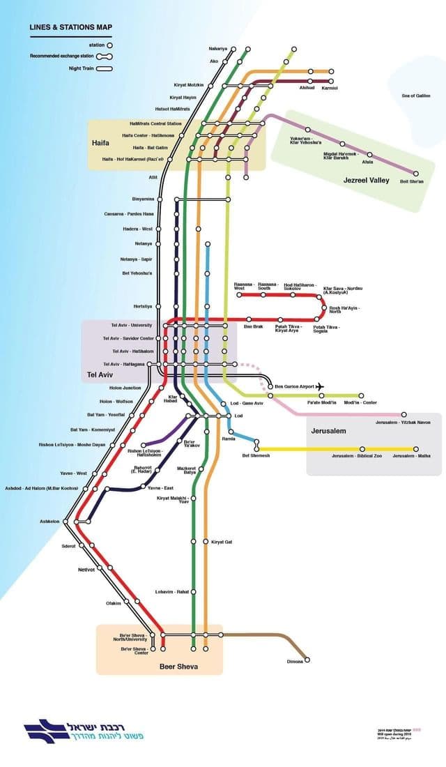 Mappa delle stazioni ferroviarie di Gerusalemme